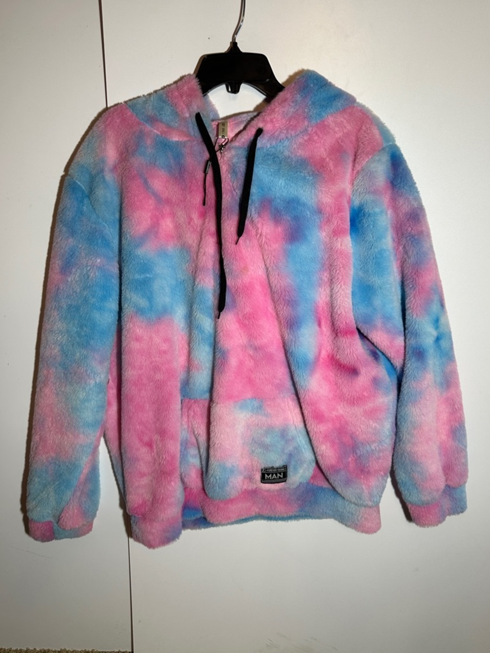 Forever Young Kids Plush Tie-Dye Hooded Puffer Jacket - Pink & Blue